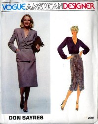 2301 VOGUE DON SAYRES FRONT LAPPED COLLAR JACKET, BELT, SKIRT, TOP PATTERN 14